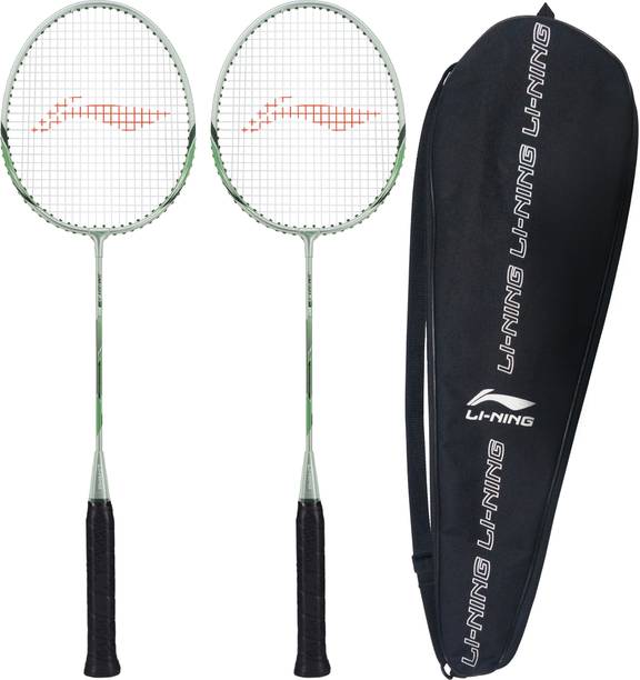 LI-NING XP-80-IV ( strung ) - Pack of 2 With 1 full cover Grey, Green Strung Badminton Racquet