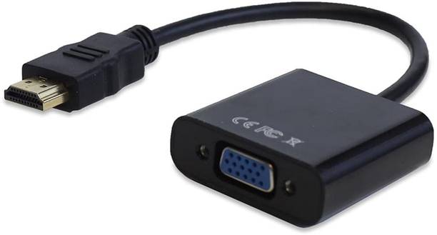 PremiumAV VGA Cable 0.2 m HDMI Male to VGA Female Cable Audio AUX Converter Adapter (Black)