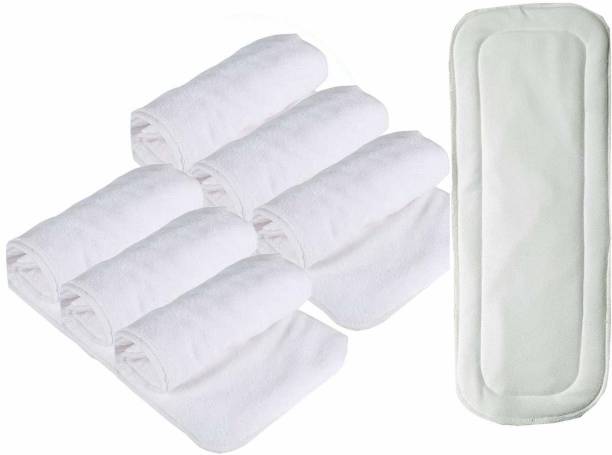 vsol Dry Feel absorber Insert diaper liner for Adjustable, washable and reusable Cloth Diapers (Compatible with pocket diapers/cover diapers) Free size. Microfiber absorber - 5 layers (Pack of 7)