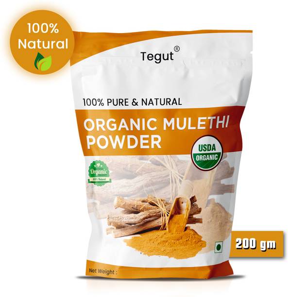 Tegut Naturals Pure & Natural Mulethi Powder For Skin Whitening Licorice Powder For Body, Skin, and Hair, Export Quality 200g (Pack of 1)