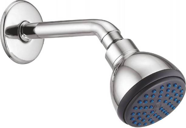 कमल Overhead Shower Ultima 3.5 Inch Round (Grey Face with Blue Nozzles) With 6 Inch Round Brass Shower Arm & Wall Flange शावर हैड