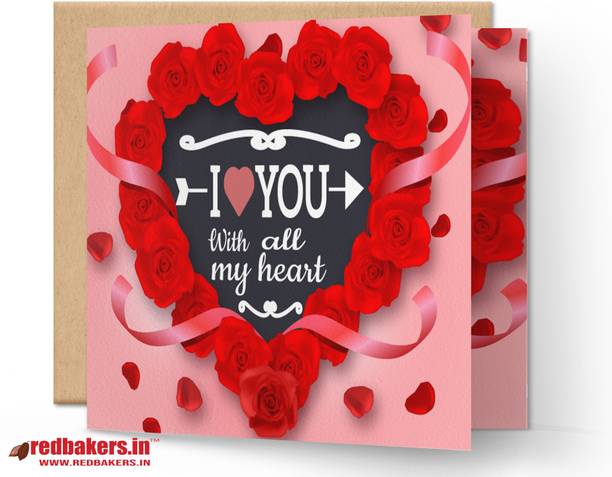 redbakers.in I Love You With all my Heart Greeting Card Greeting Card