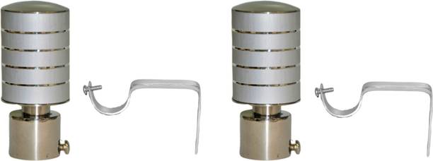 GLOXY Silver Rod Rail Bracket, Curtain Knobs, Curtain Hooks, Curtain Rods Metal