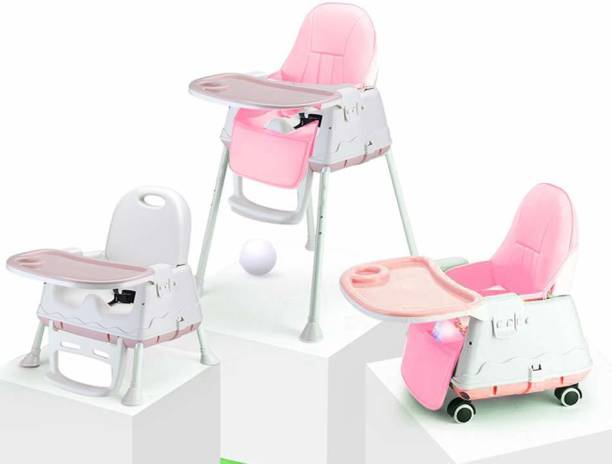 StarAndDaisy Folding Baby High Chair Recline Highchair Height Adjustable Feeding Seat Wheels *UPGRADED VERSION with wheel and PU cushion pad*