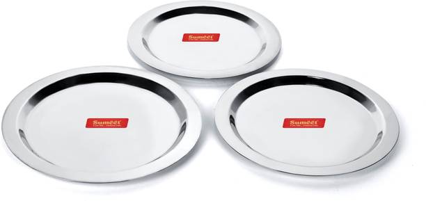 Sumeet Stainless Steel Heavy Gauge Ciba / Lids / Tope Cover Set of 3 Pcs (Size - 17Cm, 18.8Cm, 20Cm) Cookware Set