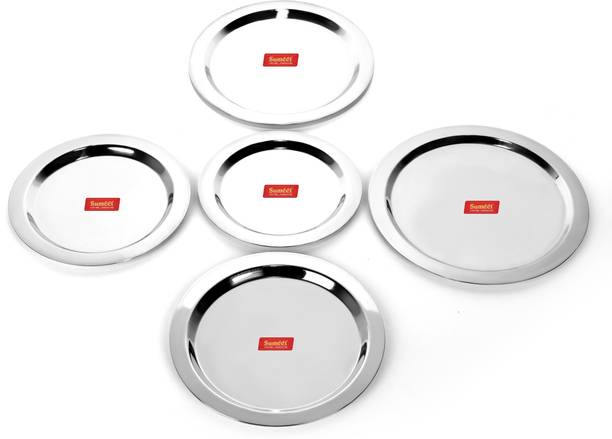 Sumeet Stainless Steel Heavy Gauge Ciba / Lids / Tope Cover Set of 5 Pcs (Big Size - 17Cm, 18.8Cm, 20Cm, 21.3Cm, 22.8Cm) Cookware Set