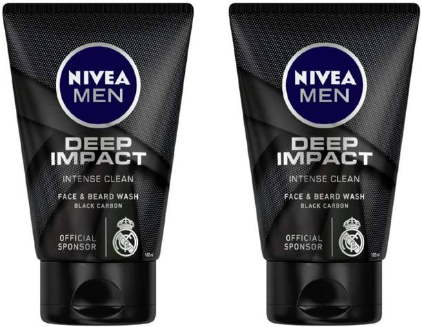 Nivea Men Men Deep Impact Intense Clean Face & Beard Wash 100 ml (Pack of 2) #9 Face Wash