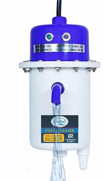 Capital 1 L Instant Water Geyser (1 L Instant Water Geyser (1 L Instant Water Geyser (Instant Water Geyser, Water Heater, Portable Water Heater, Geysers Made of First Class Plastic, 3kw copper aliments, with WITH INSTALLATION KIT WHITE & BLUE, White, Blue)