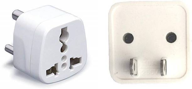 wroughton AX_466 Pack of 2 Universal Traveller Conversion Plug 3 Pin and 2 Pin Socket Worldwide Adapter, Convert UK/US/EU/AU to India Power Adaptor 6-10 Amp Three Pin Plug