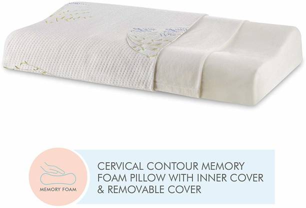The White Willow Queen Size Cervical Contour Memory Foam Motifs Orthopaedic Pillow Pack of 1