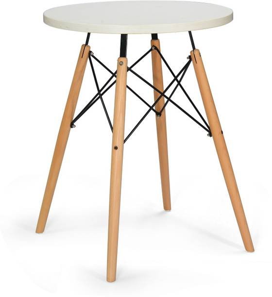 Finch Fox Mid Modern Eames Style Round Dining Table/Wood Legs and (White) Tabletop Solid Wood Coffee Table