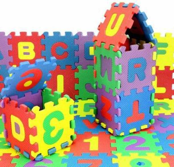 LooknlveSports 36 Piece Medium Size ABC Foam Mat - Alphabet & Number Puzzle Play & Flooring Mat for Children & Toddlers (36 Pieces)