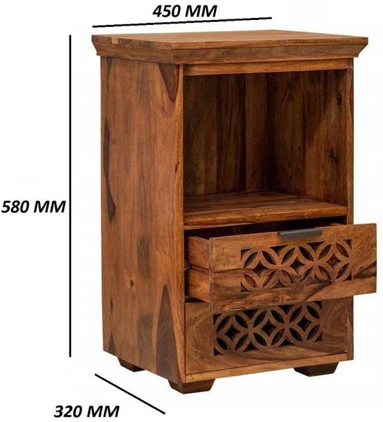 Shagun Arts HEXA Solid Sheesham Wood Bed Side Table With Multi Storage Space For Bedroom || Solid Wood Bedside Table