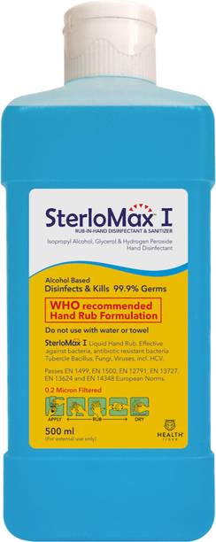 SterloMax 75% Isopropyl Alcohol-based Hand Rub Sanitizer and Disinfectant 500 ML Hand Rub Bottle
