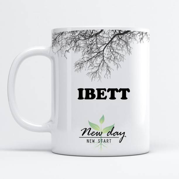 Beautum Ibett Printed New Day New Start White Name Model No:NDNS007209 Ceramic Coffee Mug