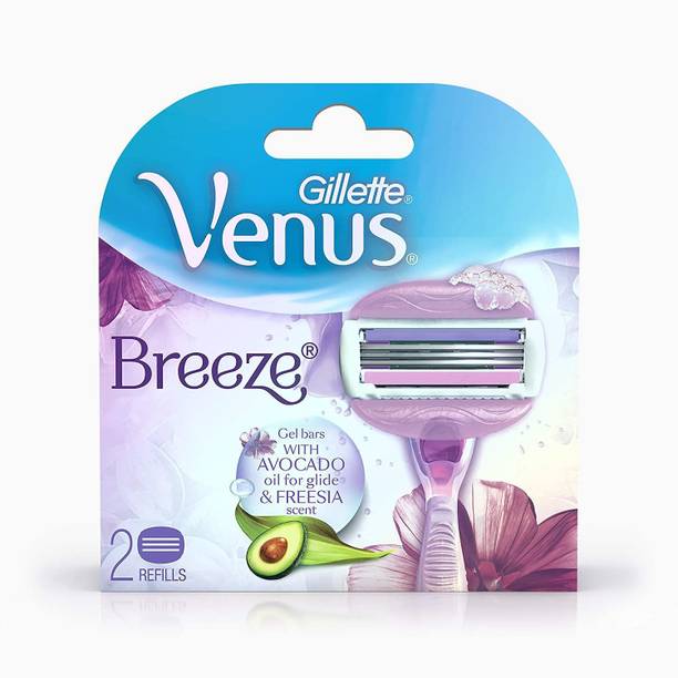 Gillette Venus Breeze Hair Removal Razor Blades/Refills/Cartridges for Women - 2 Pieces (Avocado Oils & Body Butter)