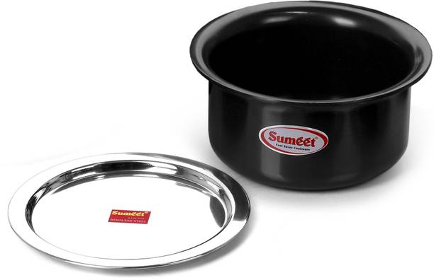 Sumeet 3mm Thick Hard Anodised Big Size Tope with S.S. Lid Size No.15 (3.5LTR) (24.7Cm Dia) Cookware Set