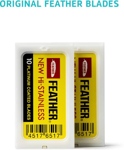 BOMBAY SHAVING COMPANY Feather Razor Blades, Platinum Coated, Made in Japan two packets with pack 0f 10 each