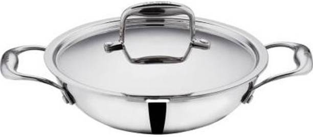 VINOD Triply Steel Kadai with Lid 3.2 litres Capacity (26 cm Diameter) 26 cm ढक्कन के साथ