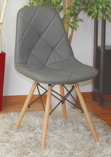 Finch Fox Eames Replica Wooden Cushioned Dining Chair / Cafeteria Chair / Side Chair (Grey) Leatherette Living Room Chair