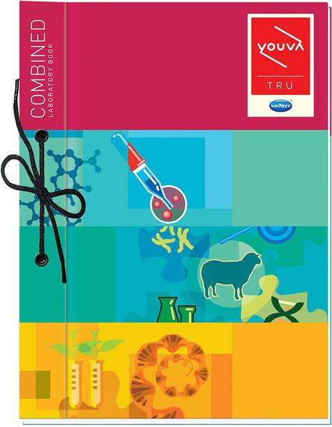 NAVNEET Youva Hard Bound Combined Laboratory Book 21x28.5 cm Regular Notebook 1 Ruled / 1 Plain 58 Pages Multicolor, Pack of 3