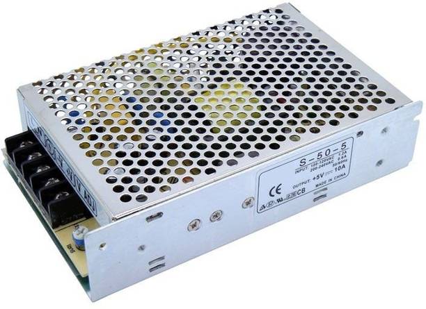 DHRUV-PRO Led Indicator 5 Volt / 10 Amp DC Output Power Supply Metal Case Type LED Driver Power Supply Adaptor AC Input 100/240vAC 50 Watts Computer PSU with 5 SATA Cables