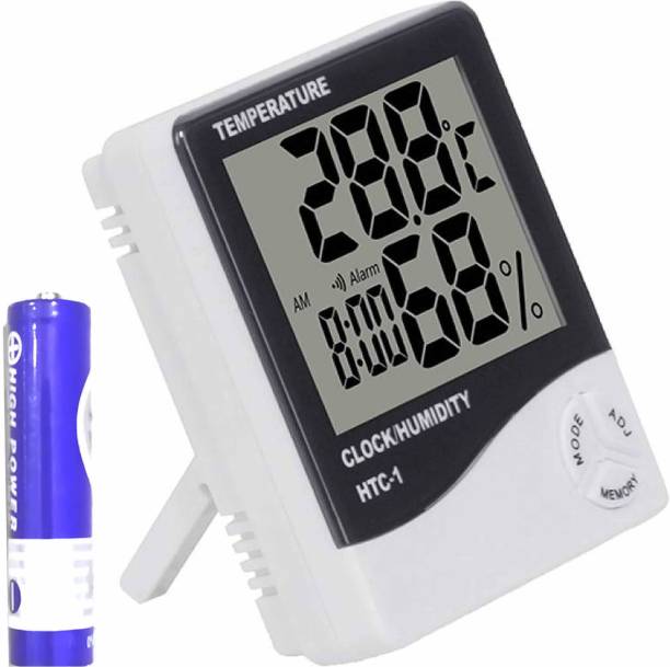 SellRider Imported Best Quality Humidity Meter Clock High Accuracy LCD Display Thermometer Hygrometer Indoor Temperature Humidity Meter Clock Digital Room Wall All-in-One Digital Moisture Measurer