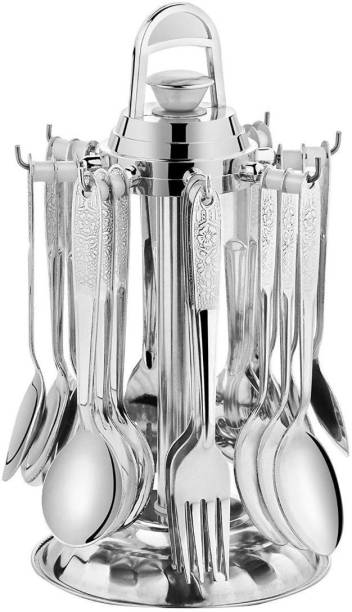 Parage Pretty 25 pc Cutlery set for dining table, spoons set combo with stand, Designer Stainless Steel Cutlery Set