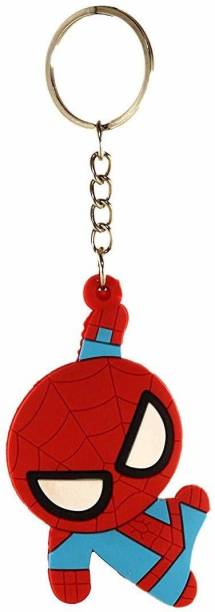 RVM Toys Double Sided Spiderman Marvel Avengers Cartoon Superhero Collectible Rubber Red Blue Keychain for Car Bike Men Women Keyring Key Chain