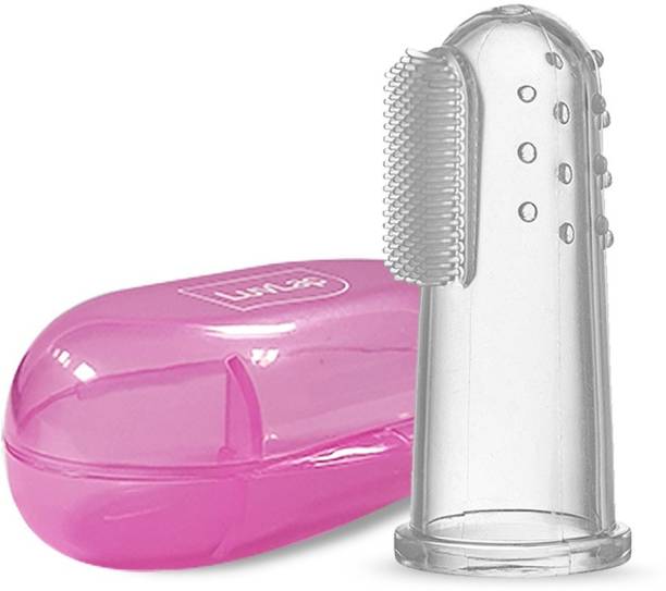 LuvLap Baby Silicone Finger ToothBrush with case for Easy Cleaning, Massaging, Soft Toothbrush