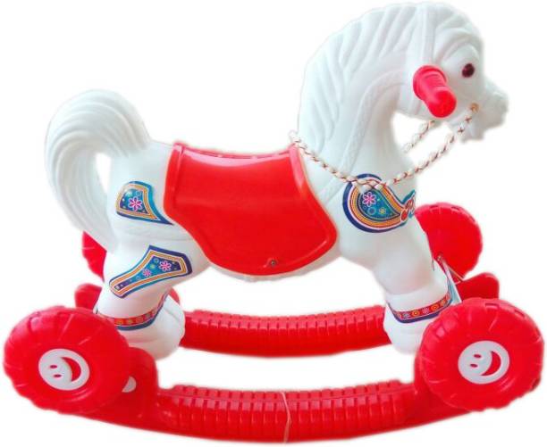 oh baby BABY'' BABY PLASTIC HORSE WITH ROCKING FUNCTION AND RUNNING RIDE ON WITH AMAZING COLOR FOR YOUR KIDS First Class Rocking Plastic Horse With 4 Wheels For Cycle The Horse, 2 In 1 Function Rocking And Cycling rider For Your Kids ,Bridle For Parent Control.HGY-BNH-BVG-1505