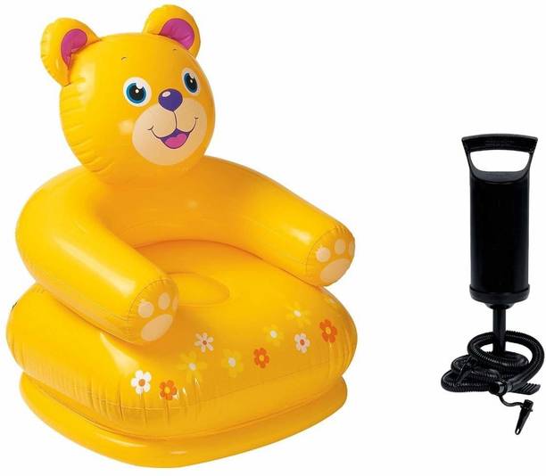 mayank & company Teddy Bear Shape Inflatable Chair with Air Pump for Kids | PVC Animal Sofa for Toddlers | Plastic Air Chair with Pump for Children, Multicolor Inflatable Sofa/ Chair