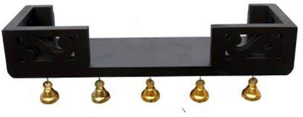 Eco Handicrafts wooden wall temple with bells Wooden Wall Shelf (Number of Shelves - 1, Black) Wooden Wall Shelf