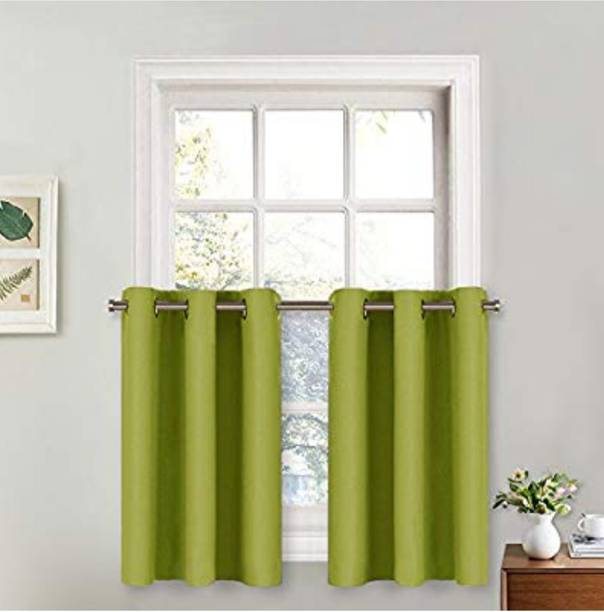 COMFY HOME 60.96 cm (2 ft) Window Silk Semi Transparent Curtain (Pack Of 2)