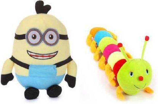Saubhagye Gift basket stuffed Soft Animal Toy for kids/Birthday Gift/Boy/Girl Combo of Minion-30cm and Caterpillar- 55 cm  - 30 cm