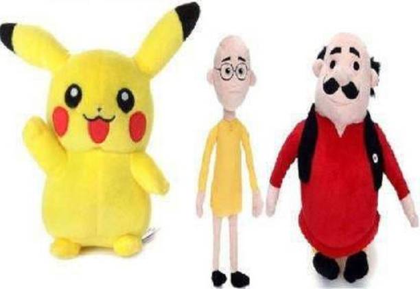Saubhagye Gift basket stuffed Soft Animal Toy for kids/Birthday Gift/Boy/Girl Combo of Pikachu and Motu Patlu- 30 cm  - 30 cm