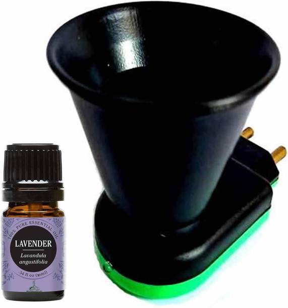 CraftQua Lavender Diffuser Set, Aroma Oil Electric Coated Stainless Steel Aroma Oil Diffuser/Kapoor Dani/ Camphor Burner with Automatic Heating Incense Burner for Home, Office, Temple, Positive Energy and Ambiance with Lavender Aroma Oil 10ml (Exclusive Pack)