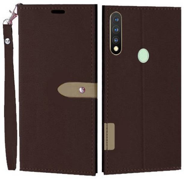 Krofty Flip Cover for OPPO A31 (Brown, Cases with Holder, Pack of