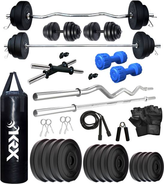 KRX 40 kg PVC 40 KG COMBO 343 WB with Unfilled Punching Bag & PVC Dumbbells Home Gym Combo