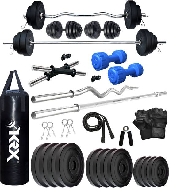KRX 40 kg PVC 40 KG COMBO 42 WB with Unfilled Punching Bag & PVC Dumbbells Home Gym Combo