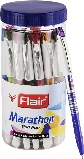 FLAIR Marathon 0.7 mm Ball Pen Jar | Sleek Body With Metal Clip | Smooth Writing Ball Pen