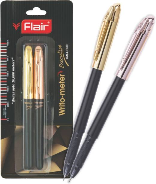 FLAIR Writometer Executive Rose Gold &amp; Gold 0.6mm Ball Pen Blister | Fine Writing Ball Pen