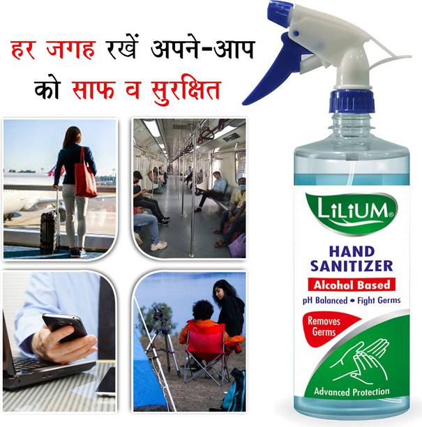 LILIUM 70% Alcohol Based Spray Sanitizer 1000ml (1LTR) Multi Purpose Uses Hand Sanitizer Pump Dispenser