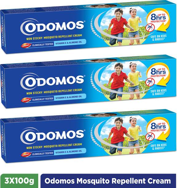 Odomos Non Sticky Mosquito Repellant Cream with Vitamin -E & Almond Oil