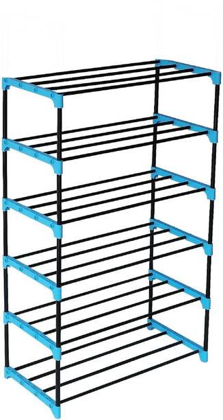 CMerchants Blue-6RACKS STAND Metal Collapsible Shoe Stand