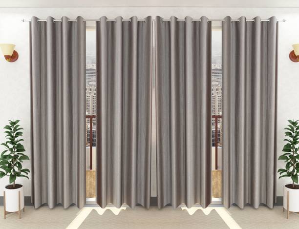 Loof Klapper 214 cm (7 ft) Door Polyester Semi Transparent Curtain (Pack Of 4)