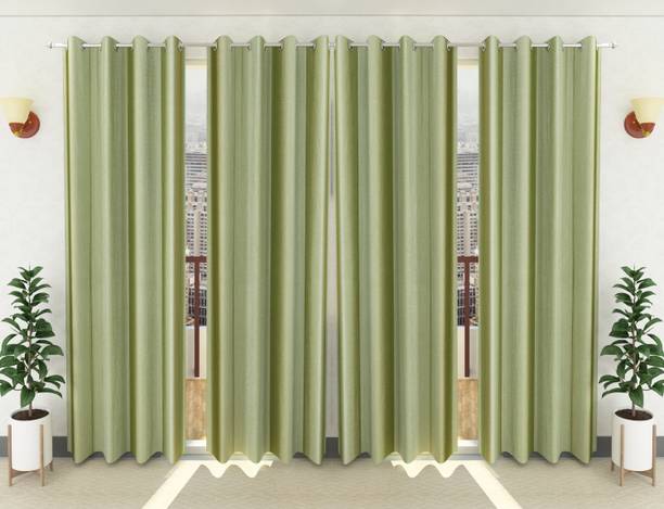 Loof Klapper 214 cm (7 ft) Polyester Semi Transparent Door Curtain (Pack Of 4)