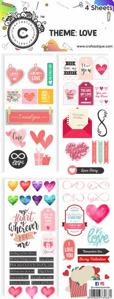 Craftastique Love Scrapbooking Elements & Tags Sheets 12 x 4.5 inches 250 gsm Craft paper