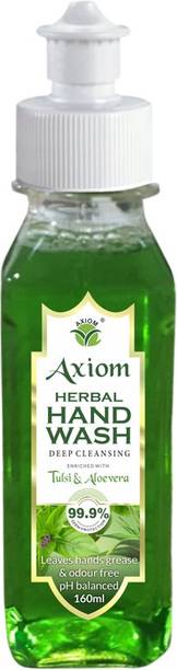 AXIOM Herbal Hand Wash 160ml enriched with Aloevera & Tulsi(Pull Push Pump)- Pack of 3 Hand Wash Bottle