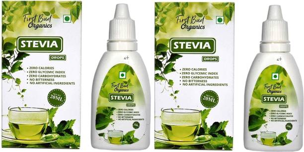 First Bud Organics Stevia Drops Liquid, Pack of 2 (20ML In Each) Sweetener